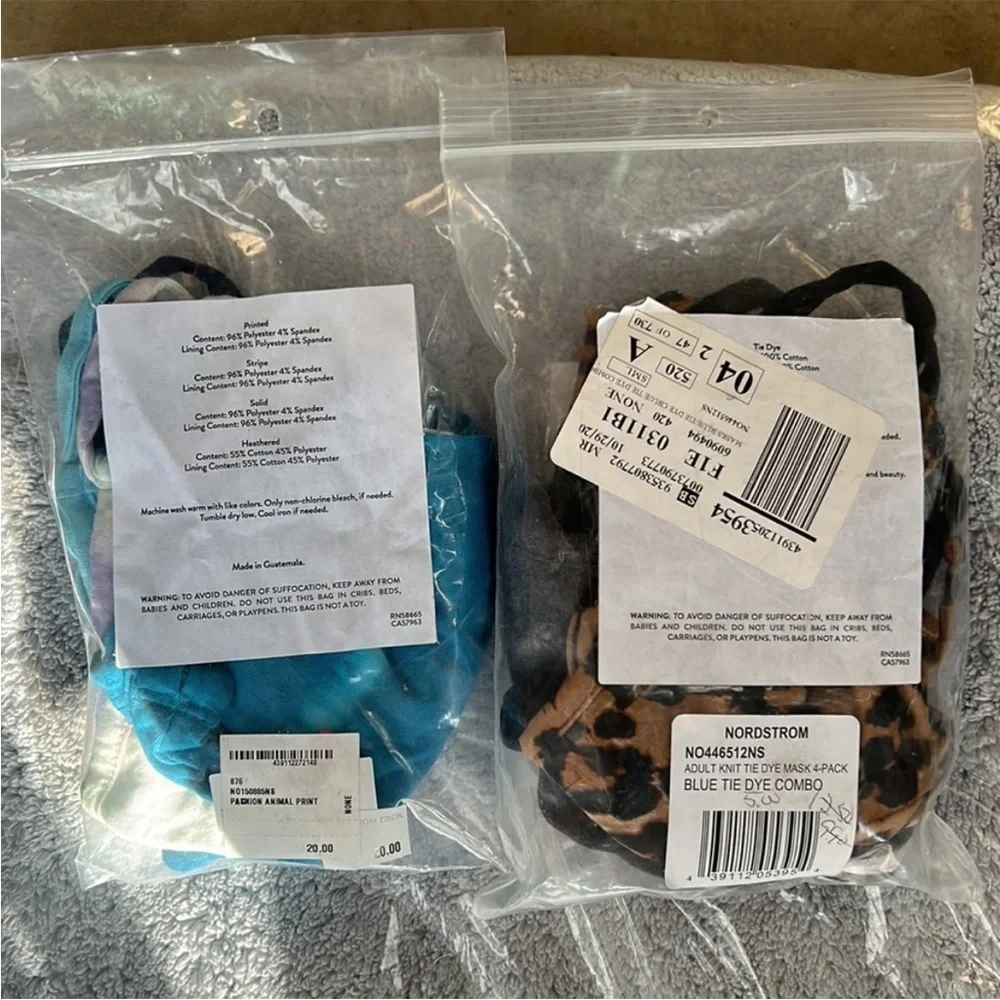 NORDSTROM face mask 2 four packs of reusable fabric mask NEW